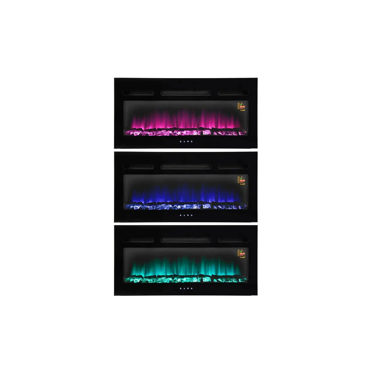 Semineu electric incorporabil, 2 trepte de incalzire 1000 W / 2000 W, efect de lemn care arde si de flacara reala, sesizare deschidere geam, protectie impotriva supraincalzirii Home FKKI 05 2